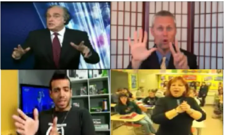 Figure 5. Examples of non-Sign Language videos that are  visually similar to sign language videos and thus likely 