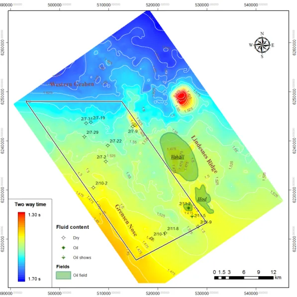 Figure 10. 2D seismic time structural map of Top Paleogene 