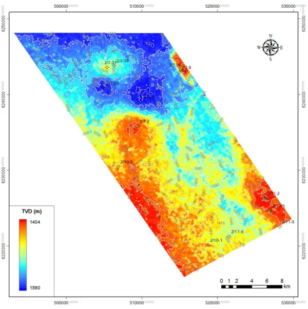 Figure 17. Depth-structure contour map of Top Shetland Group, Paleogene 