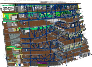 Figure 3 is a typical BIM image, a 3D view of the project. Everything that will be constructed in the physical building is put in the 3D model