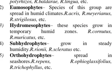 Table 2.Life forms Numbers of 