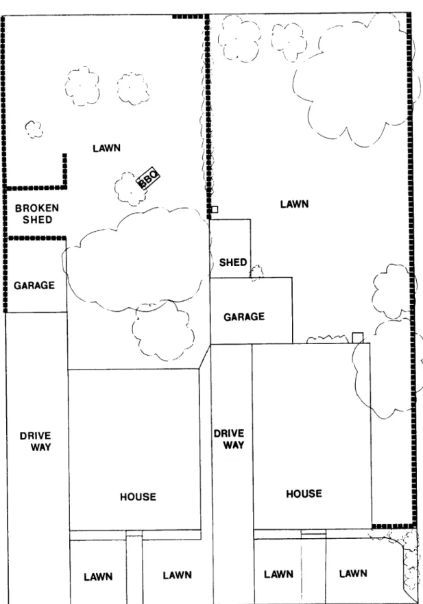Figure 3.    Landscape plan of the home range of rat 4.  The heavy dashed lines represent ivy.
