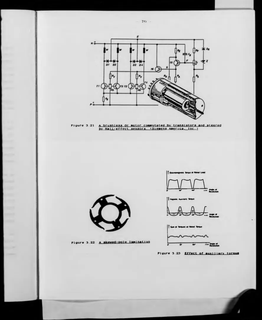 Figure  3.21  A  b r u s h l e s s   dc  motor  c ommutated  bv  transistors  and  steered  bv  H a l l-effect  sensors,  tsiemens  America