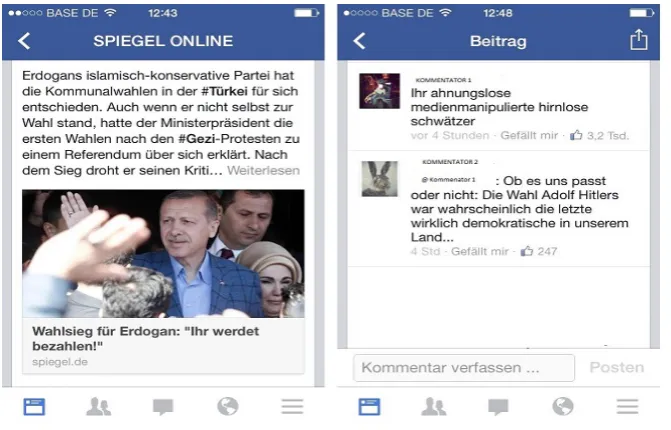 Figure 2) Example of manipulated Facebook article 