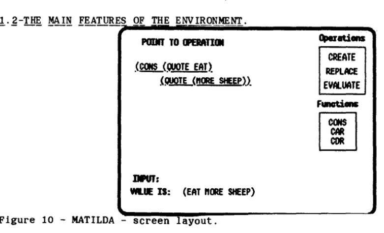Figure 10 - MATILDA - screen layout. 