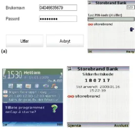 Fig. 2.   The  mobile  authentication  prototype  log-in  procedure. (a) The user logs in with the audio pass code