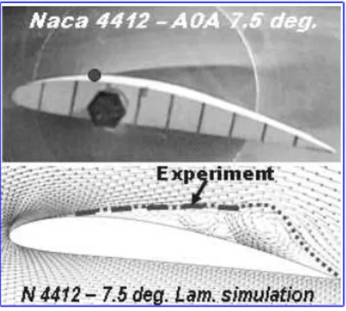 Fig. 1. Laminar separation experimental and numerical results