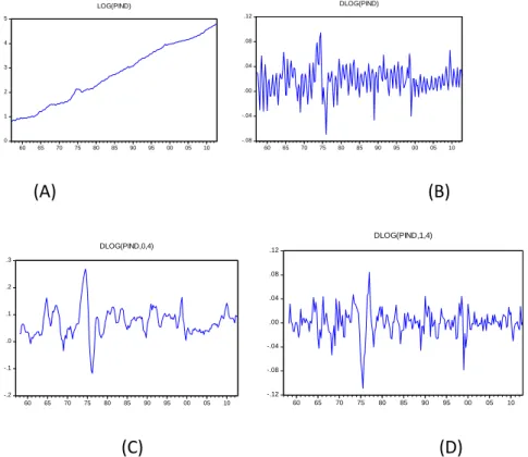 Figure 4.3 Graphs of various transformations of consumer prices for India