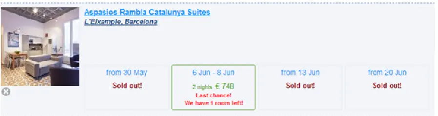 Figure 3. The use of scarcity in the amount of available products by Booking.com.