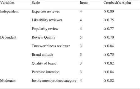 Table 3.  An overview of the internal consistency for study 1. 