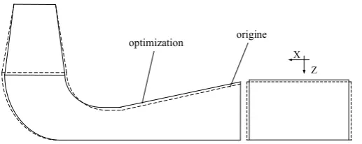 Figure 11. The shape comparison before and after optimization of draft tube. 