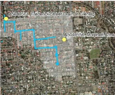 Figure 3-1: The location of the two gauges within the catchment 