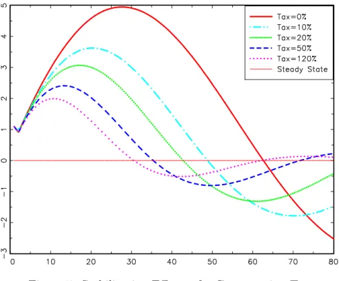 Figure 5. Stabilization E¤ects of a Consumption Tax.