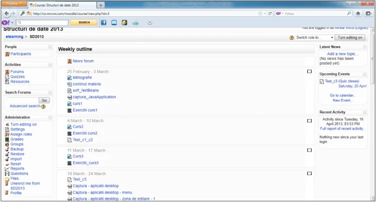 Figure 1 - An online course using Moodle platform 