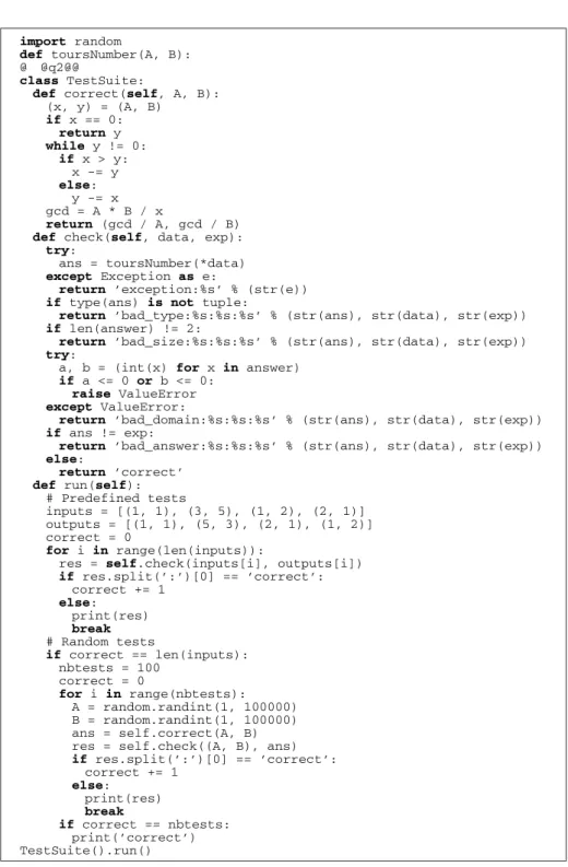 Fig. 4. Placeholders in the template program will be replaced by the student’s answers