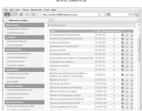 Fig. 2. Courses listing.