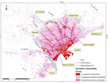 Figure 14. Map of the functional vulnerability of the urban area of Sfax. 