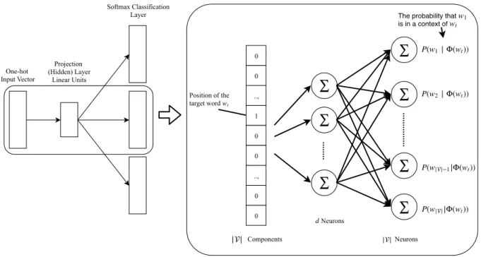 Figure 3.2: Architecture of the SkipGram model