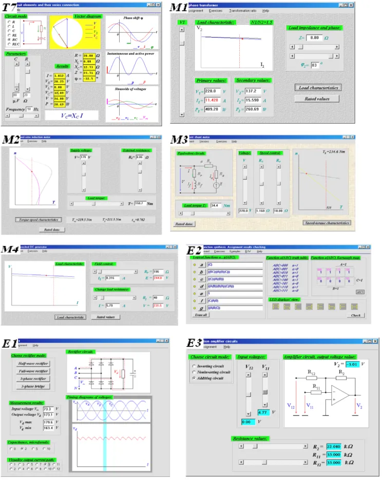 Fig. 2. Screen copies of running 8 next programs