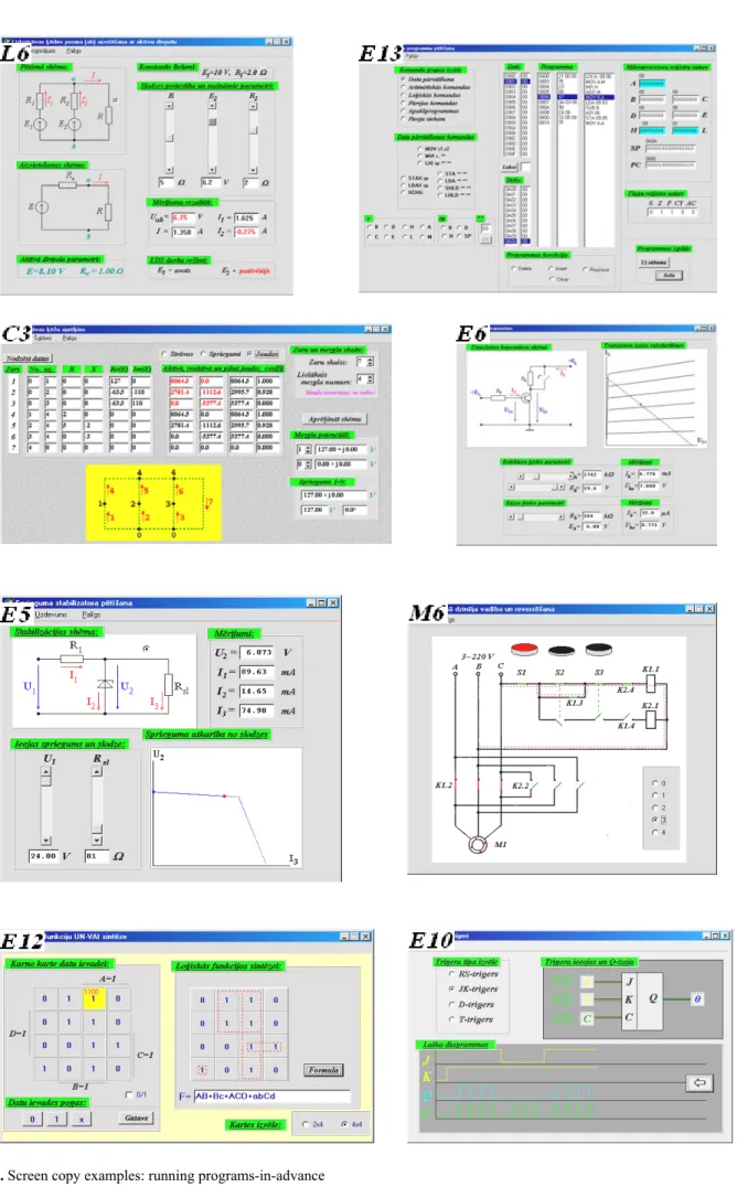 Fig. 3. Screen copy examples: running programs-in-advance