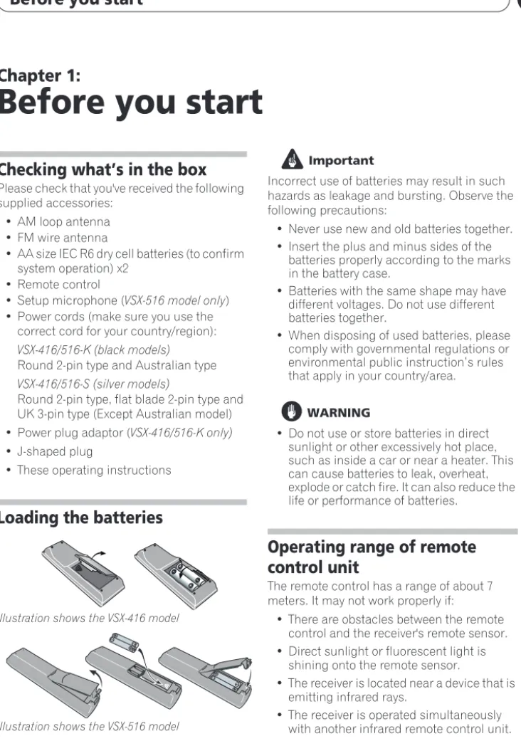 Illustration shows the VSX-416 model