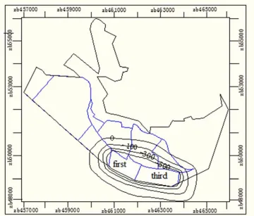 Figure 7. Flow field chart when water level in the third mining area falls to -500 separately