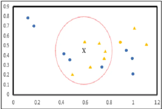 Figure 5. The KNN classification (euclidean distance with k=9) [7] 