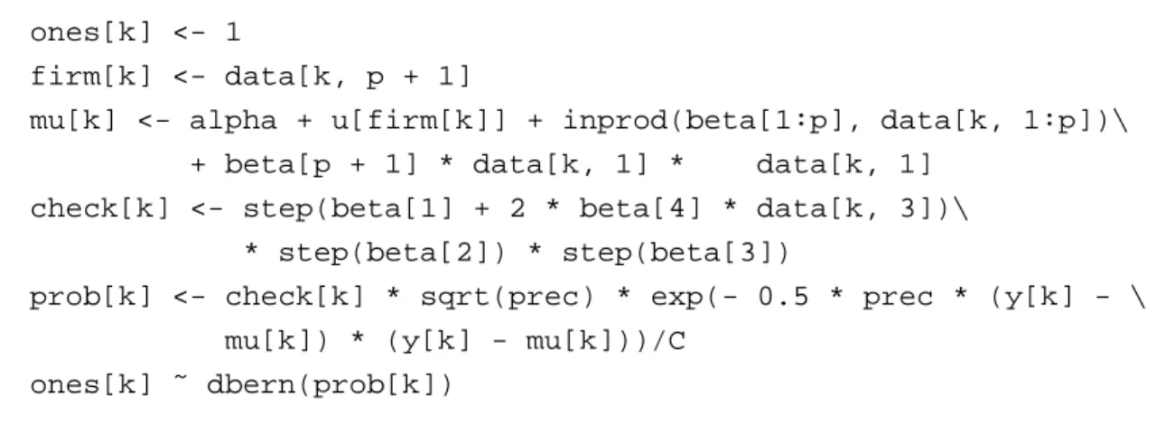 Table 7: Parameter results (posterior medians and 95% credible intervals) for two inefficiency distributions with t errors for the electricity data with economic restrictions