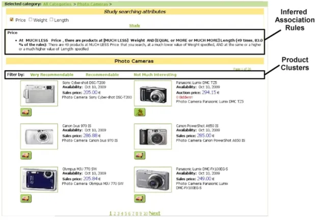 Figure 2.16: Snapshot of the camera recommender system, Source: [16].