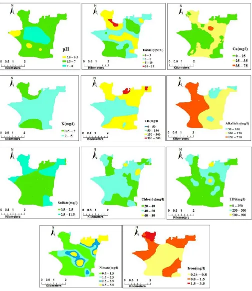 Figure 4. Spatial Distribution Map of Groundwater Quality Parameters 