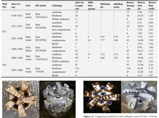 Figure 12. Comparison of drill bit with torkbuster used (4213m～4291m). 