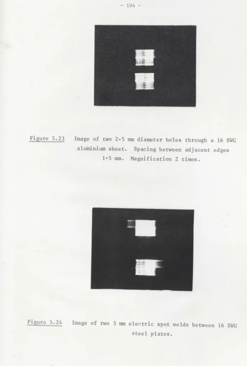 Figure 5.23Image of two 2·5 mm diameter holes through a 16 SWG