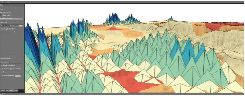 Figure 6. Visualizing hazardous weather regions and associated uncertainty information in 3D terrain.The image shows a schematic overview of PRIOVIS