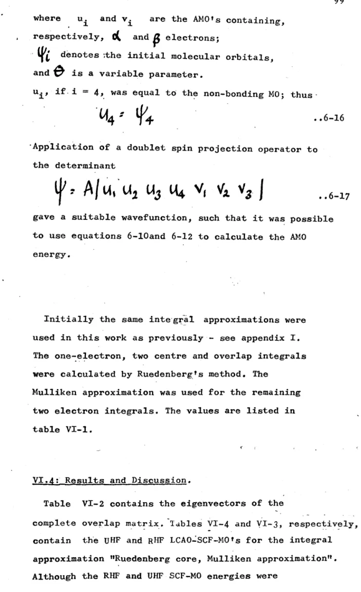 Table  VI-2  contains  the  eigenvectors  of  the 