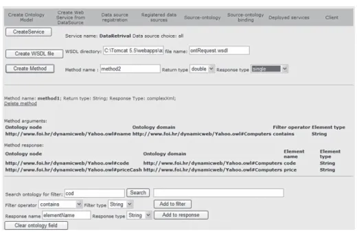 Fig. 12. Web interface for web service generation.