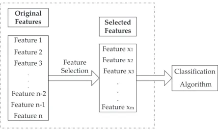 Figure 1.1: Feature selection, where m and n are constant, 1 ≤ m < n, and {Feature x 1 ..