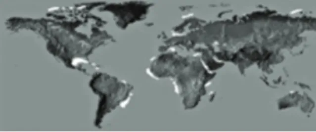 Figure 1.2: Sedimentary basins with an intensive salt tectonics shown in white (Geophysics journal, Kiev, 2013)