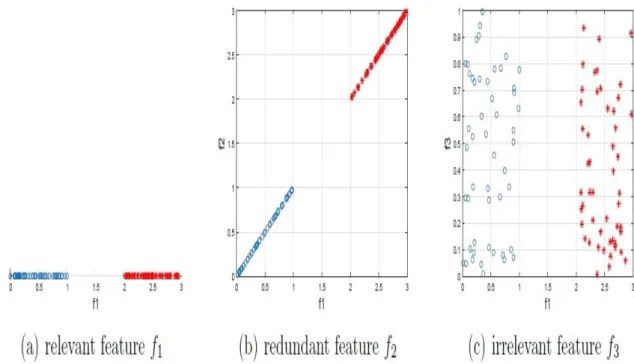 Figure 2.1: Relevant, Redundant and Irrelevant Features [ 2].