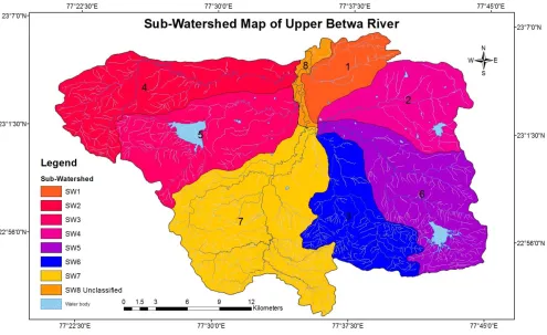 Fig.3: Sub-Watershed Map Upper Betwa River 
