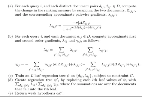 Fig. 6 Computing the weak hypothesis in the LambdaMART algorithm.