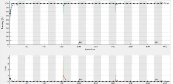 Figure  7.  GoogLeNet  training  process  with  learning  rate  of  0.0001.  The  figure  shows  the  epoch  Figure 7