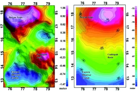 Fig. 2: Residual geoid and gravimetric geoid of a part ofsouth India (after Srinivas et al., 2012)