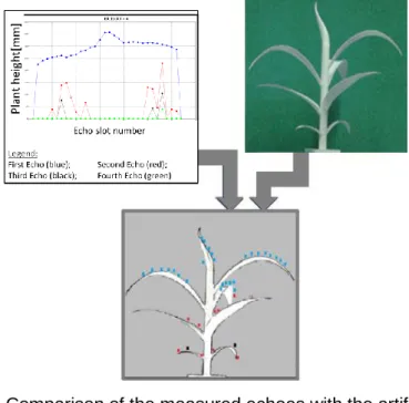 Figure 4: Comparison of the measured echoes with the artificial plant 