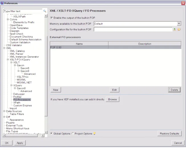 Figure 8. The external FO configuration dialog