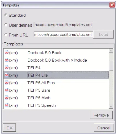 Figure 1. Document templates in &lt;oXygen/&gt;