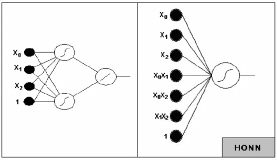 Figure 3.3: Higher Order neural network architecture (Christian et al., 2008) 