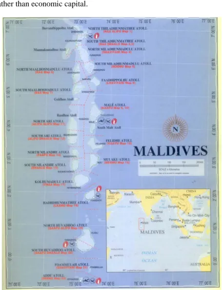 Figure 2. Map of the Maldives with different atolls 