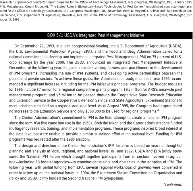 TABLE 5-2: Funding of BBT-Based Pest Control Programs