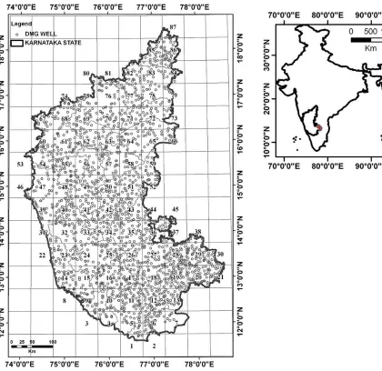 Fig. 2: Groundwater level station data in Karnataka with 0.50 x 0.50 grids