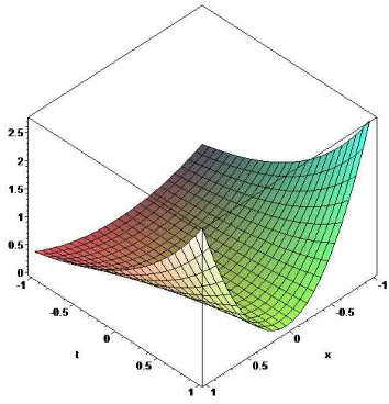 Figure 1. Exact solution of partial differential equation in example 1. 